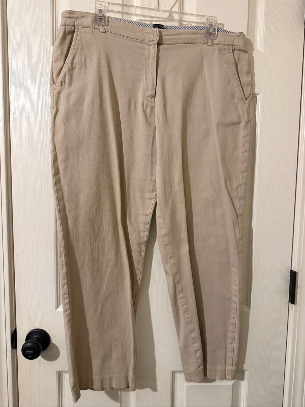 Beige Cropped Casual Pants